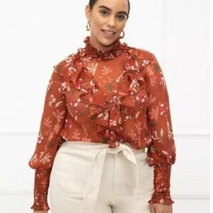 Eloquii Elements Terracotta floral blouse Size 20 NWT